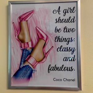 Coco Chanel Framed art Print A girl should be two things classy and fabulous